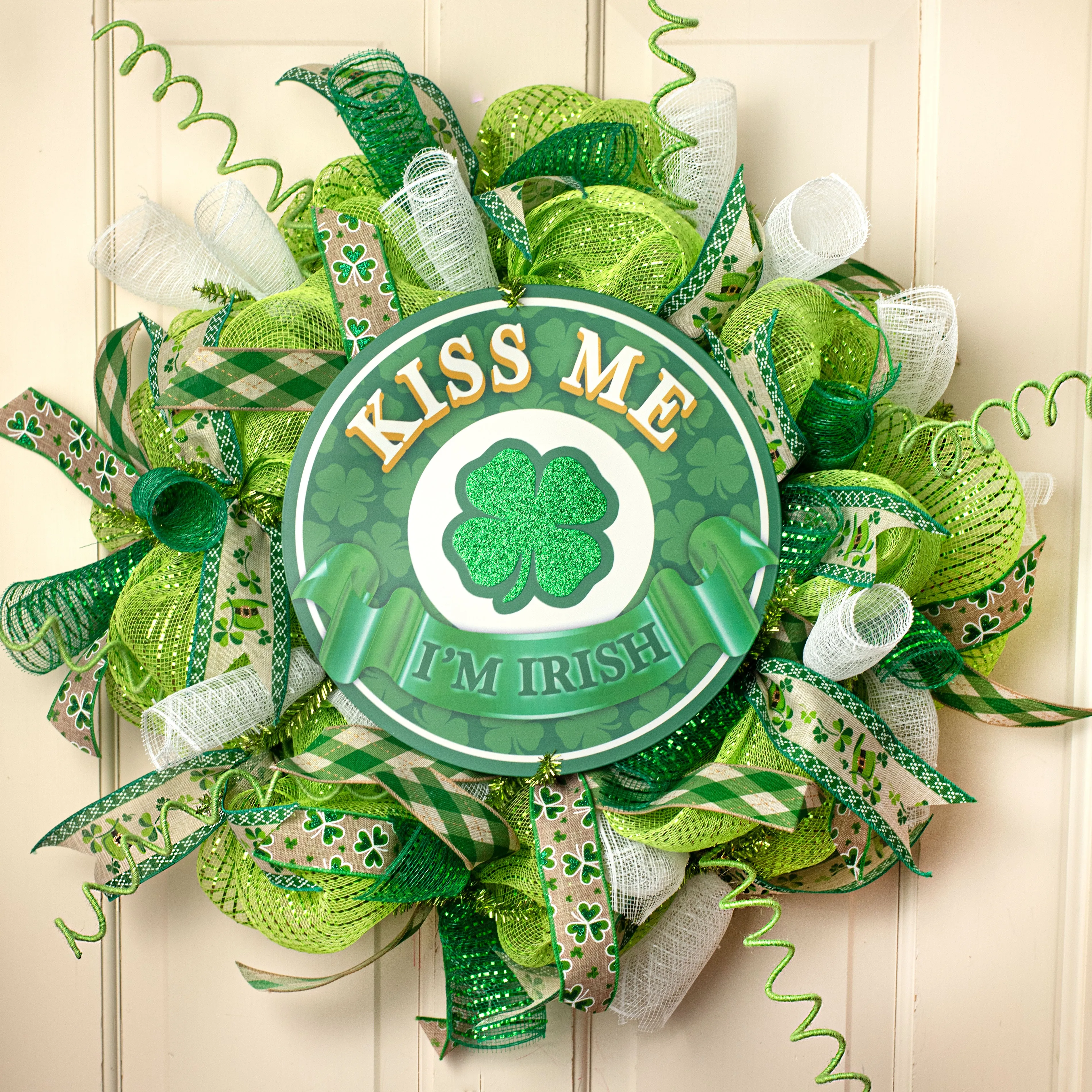 22" Burlap Curl Spray: Apple Green (6)
