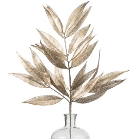 23" Metallic White Willow Leaf Spray: Champagne