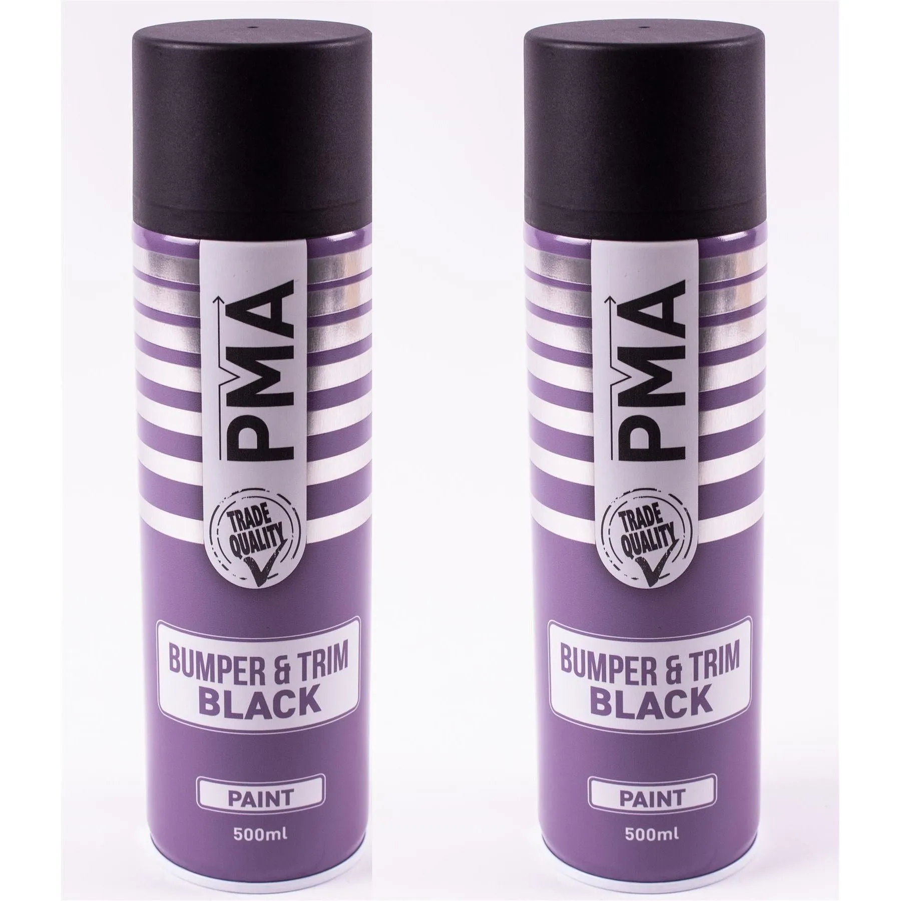 2x Autotek Professional Black Bumper and Trim 500ml Spray Paint High Coverage