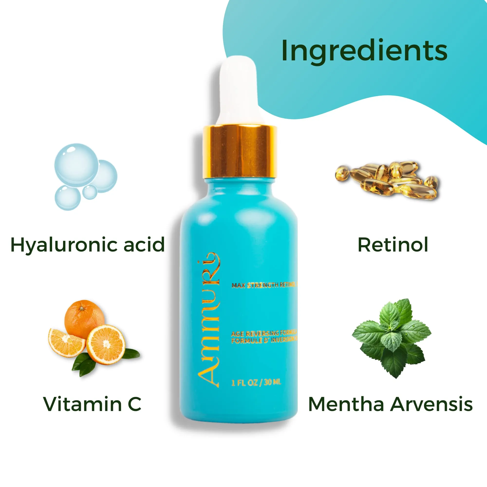 Ammuri Retinol Serum (5% Max Retinol) High Strength Maximum Dose Retinoid Anti Aging Acne 5% Max Retinol