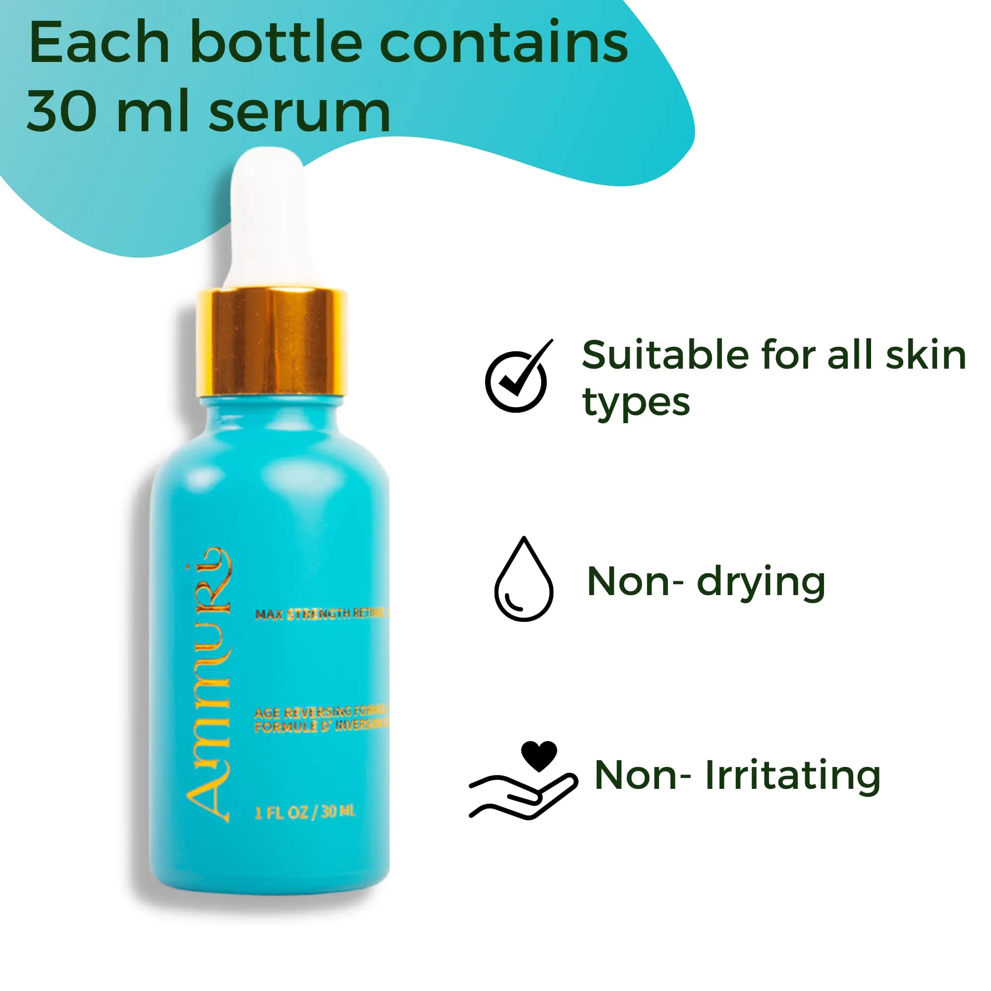 Ammuri Retinol Serum (5% Max Retinol) High Strength Maximum Dose Retinoid Anti Aging Acne 5% Max Retinol