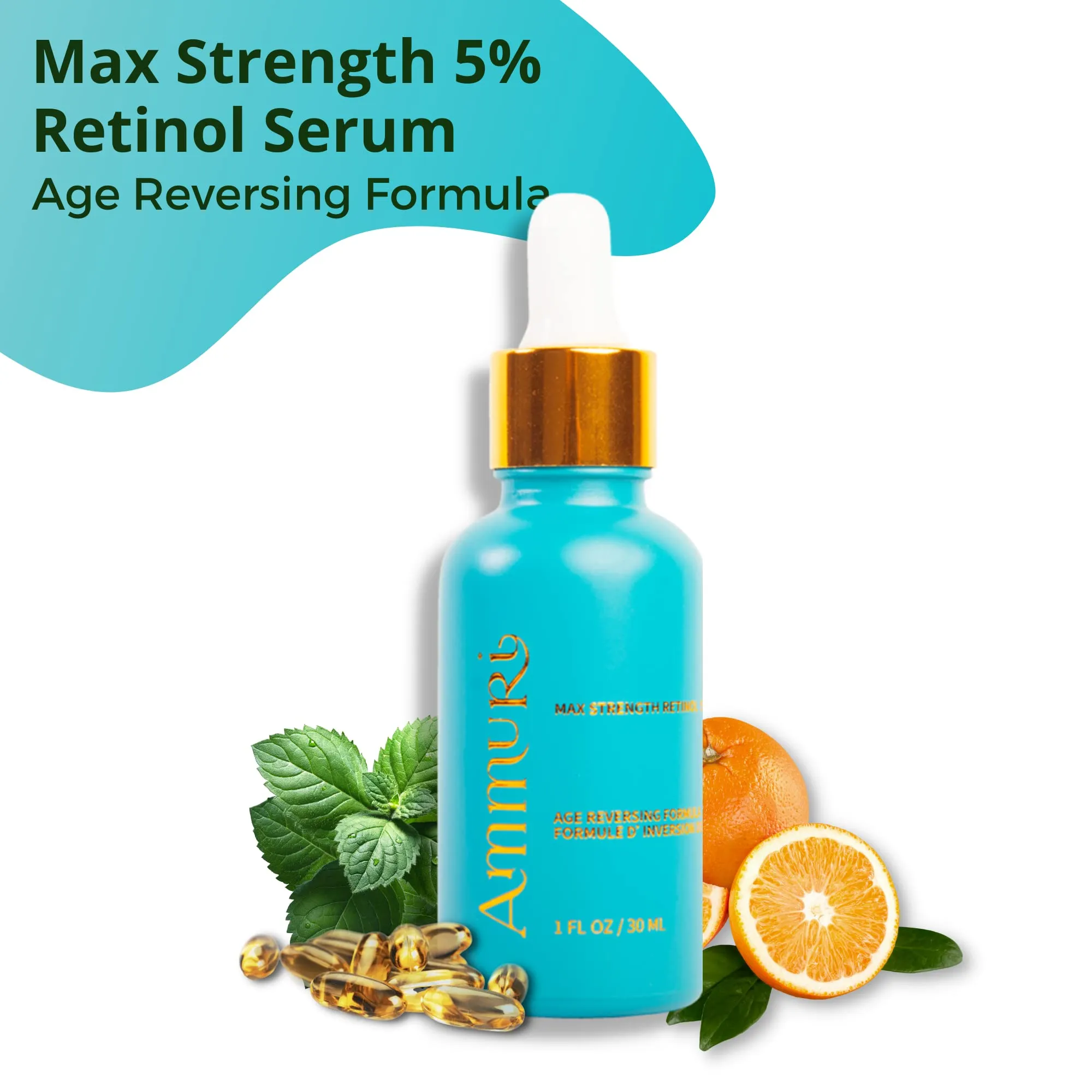 Ammuri Retinol Serum (5% Max Retinol) High Strength Maximum Dose Retinoid Anti Aging Acne 5% Max Retinol