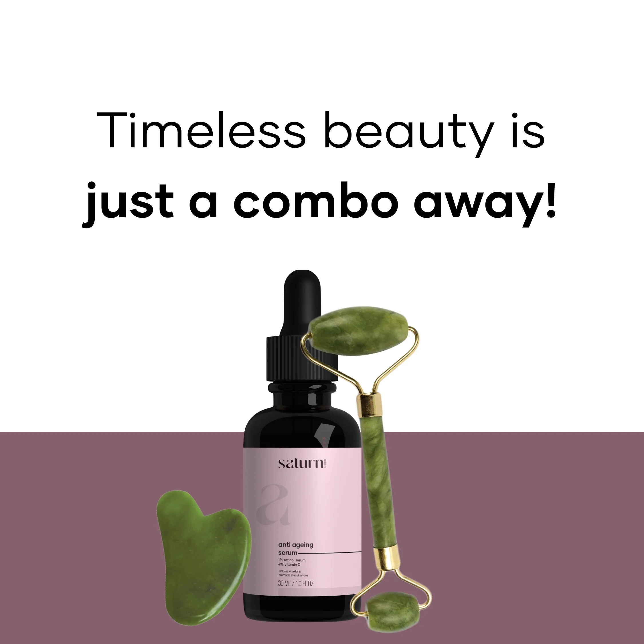 Anti Aging Combo (Anti-Aging Serum, Jade roller   Gua Sha)