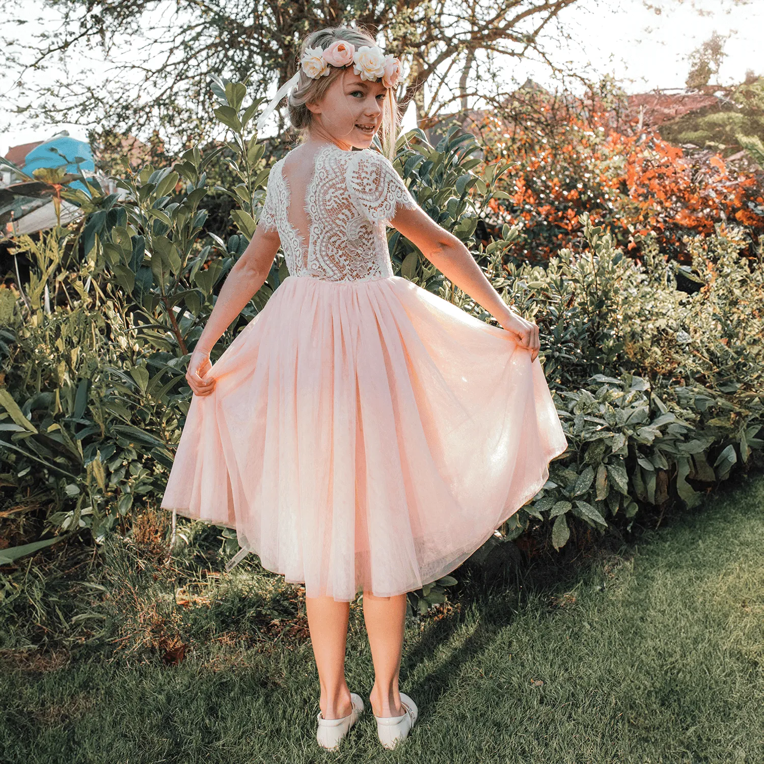 Bohemian Flutter Tea Dress - Blush