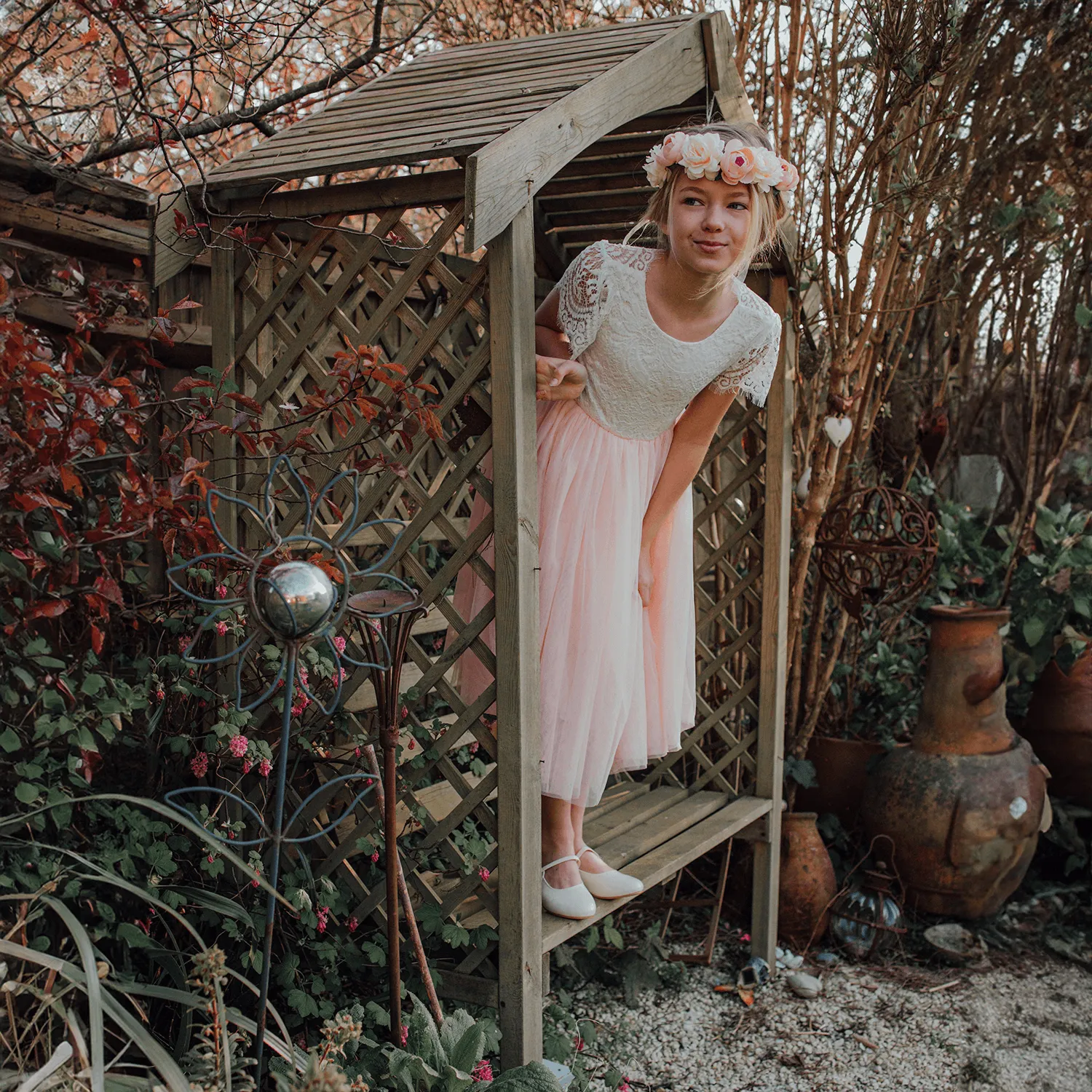 Bohemian Flutter Tea Dress - Blush