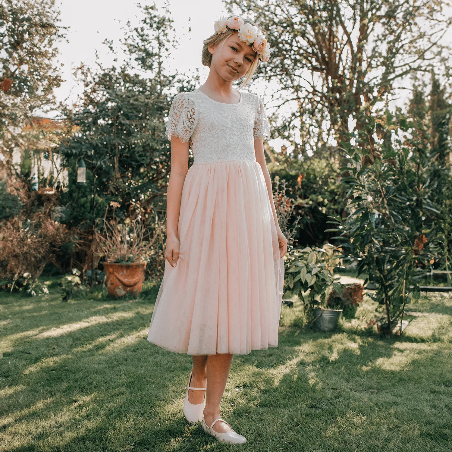 Bohemian Flutter Tea Dress - Blush