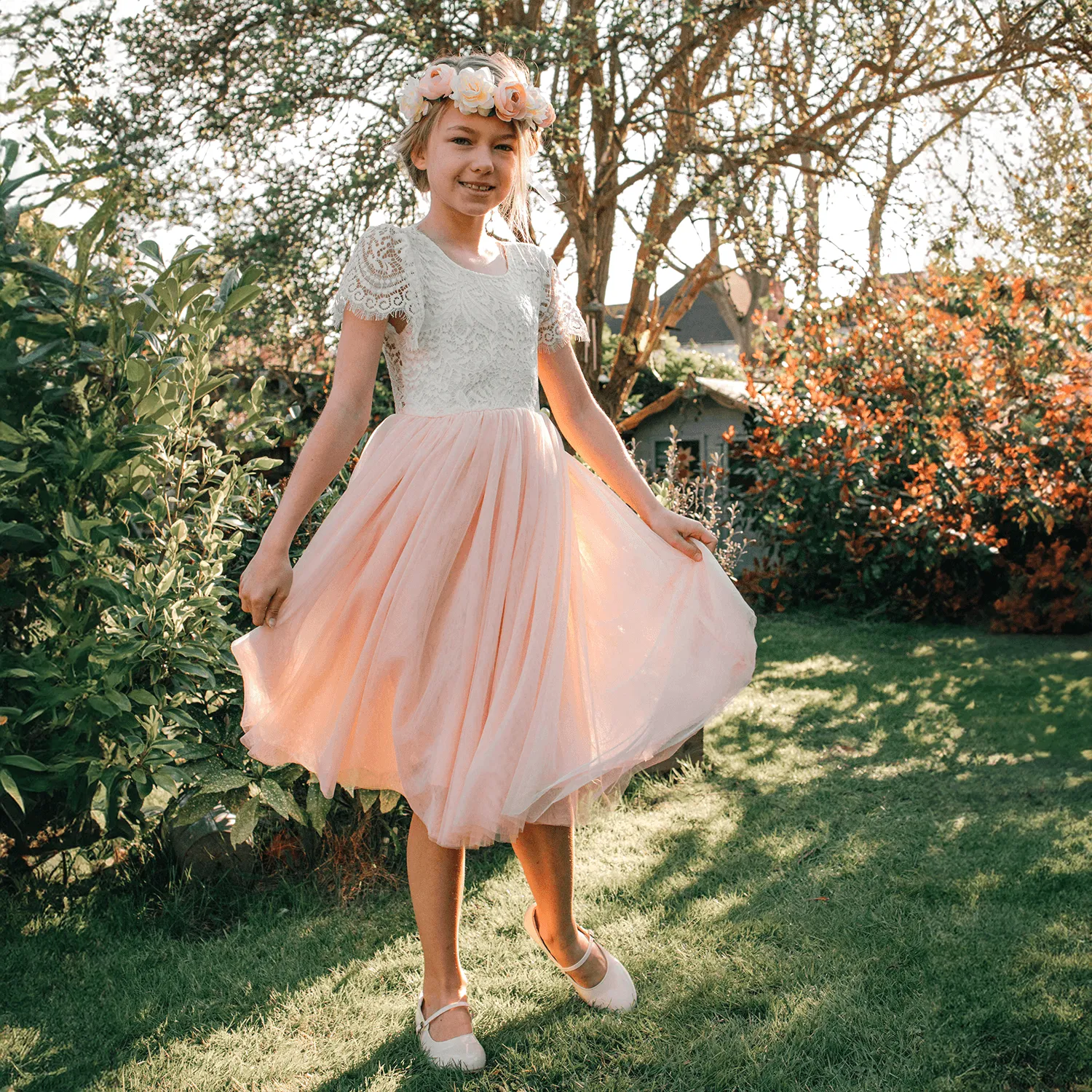 Bohemian Flutter Tea Dress - Blush