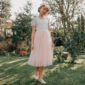 Bohemian Flutter Tea Dress - Blush