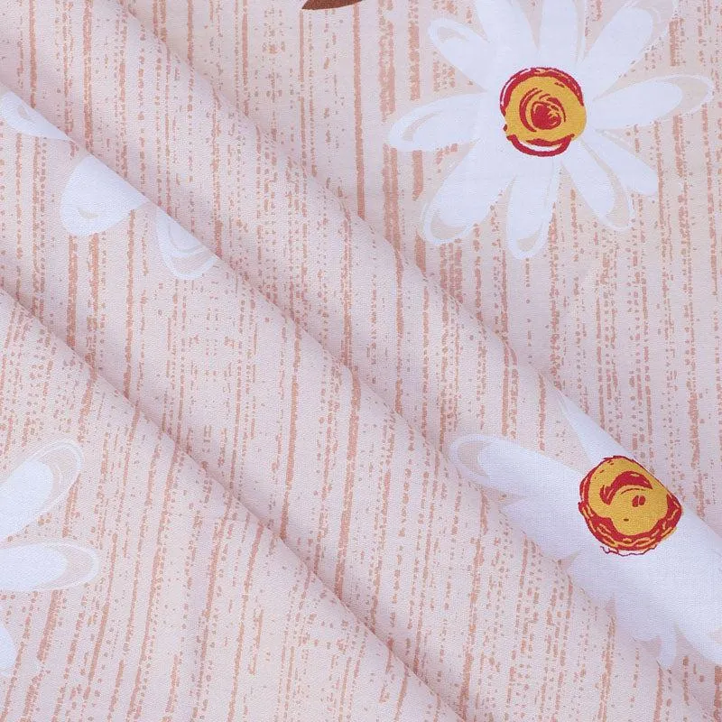 Daisy Blush Printed Bedsheet - Peach