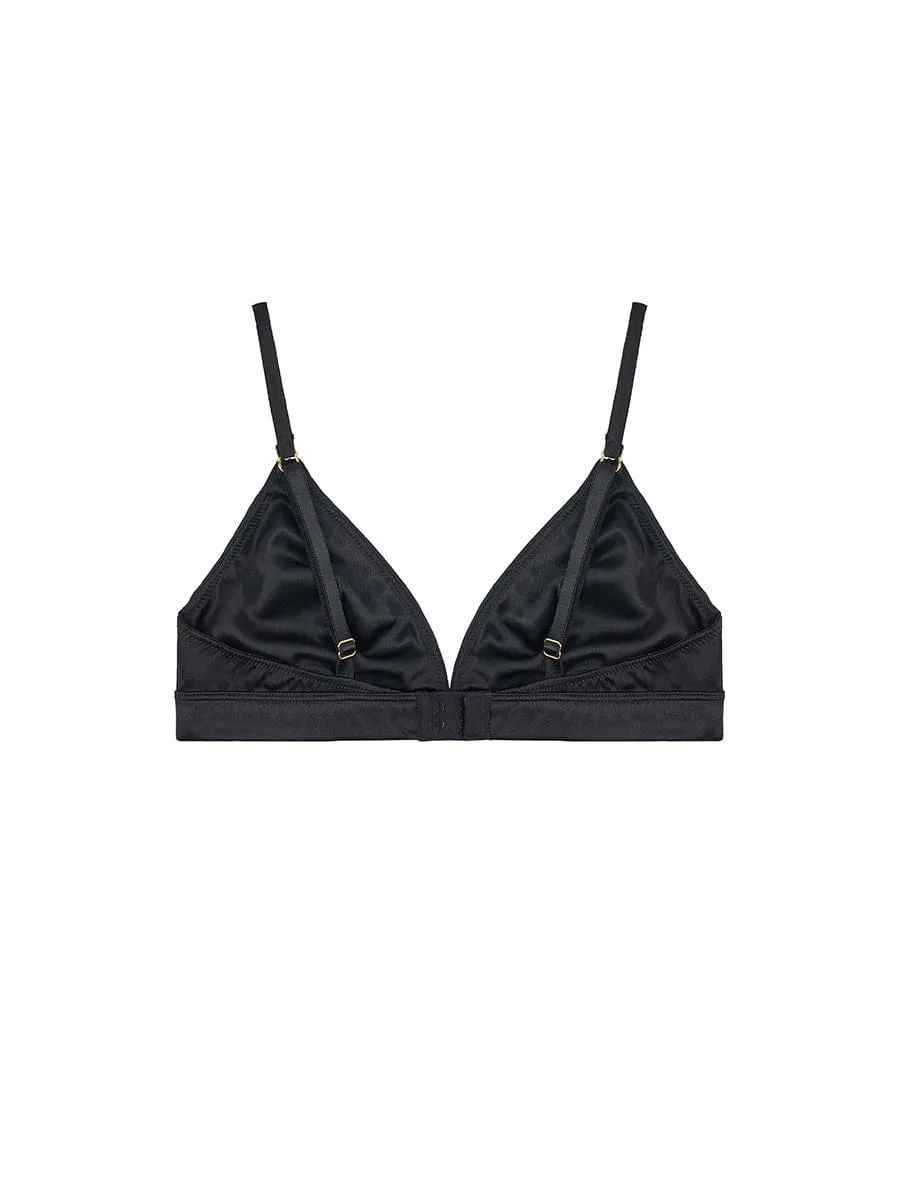 Fleur Du Jour Black Silk Triangle Bra