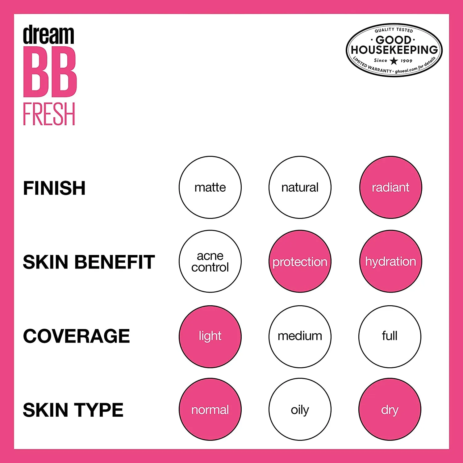 Maybelline Dream Fresh Skin Hydrating BB cream, 8-in-1 Skin Perfecting Beauty Balm with Broad Spectrum SPF 30, Sheer Tint Coverage, Oil-Free, Deep, 1 Fl. Oz