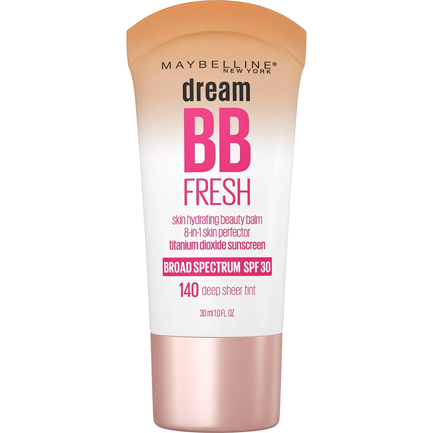 Maybelline Dream Fresh Skin Hydrating BB cream, 8-in-1 Skin Perfecting Beauty Balm with Broad Spectrum SPF 30, Sheer Tint Coverage, Oil-Free, Deep, 1 Fl. Oz