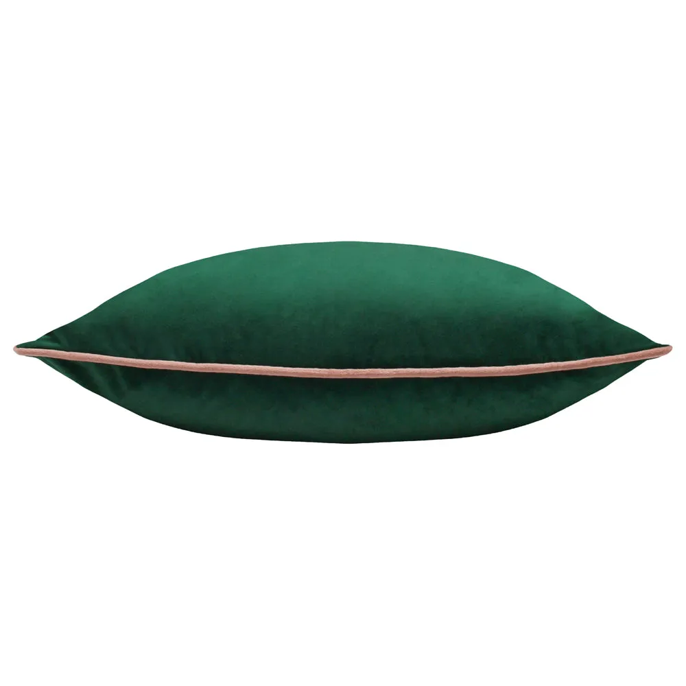 Meridian Velvet Cushion Emerald/Blush
