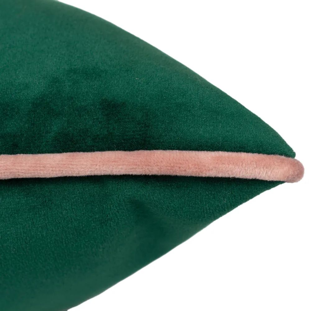 Meridian Velvet Cushion Emerald/Blush