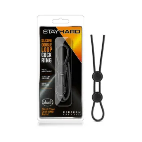 Stay Hard Silicone Double Loop Lasso/Bolo Cockring Black