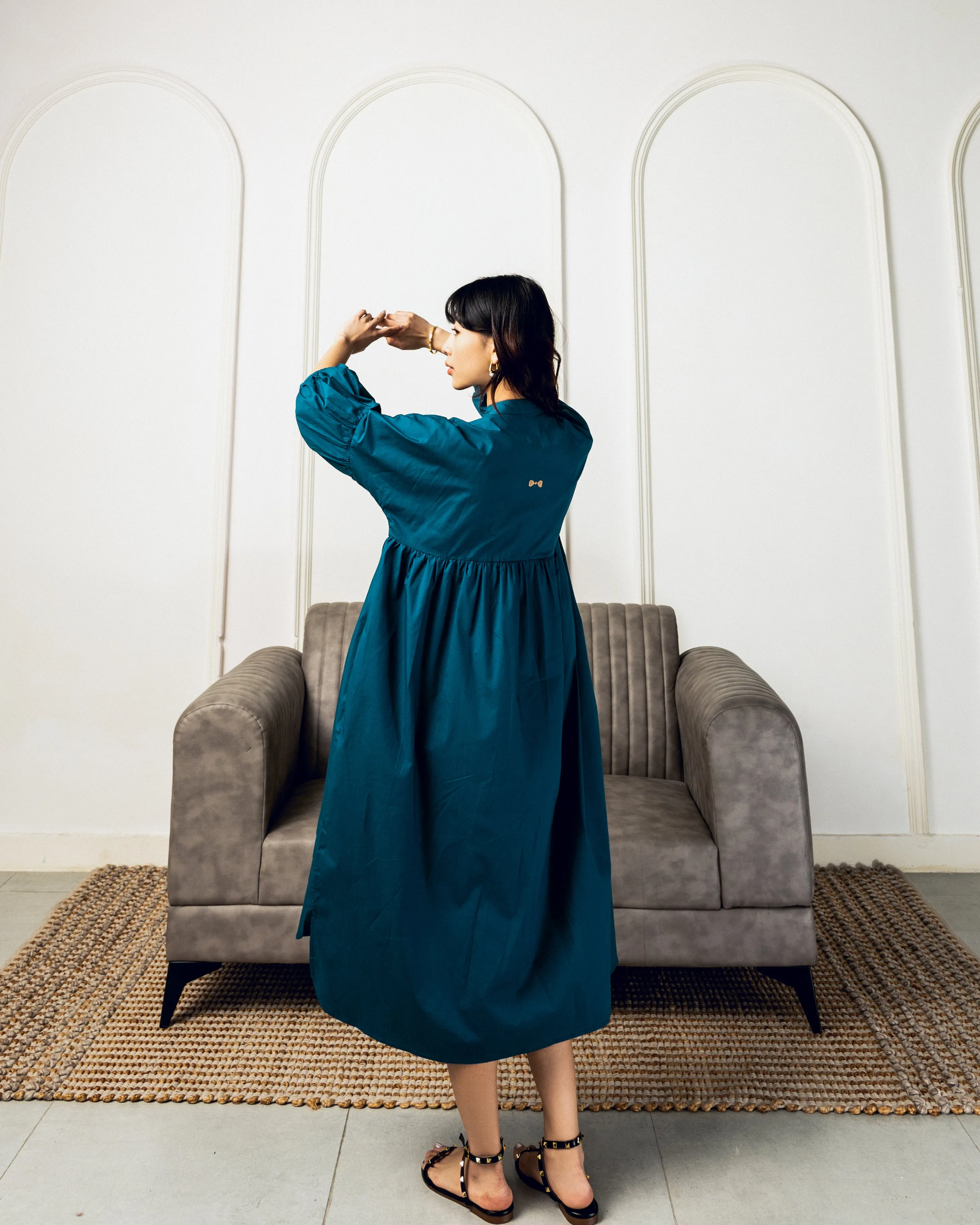 Tamashii Pleated Dress : Teal