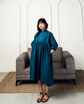 Tamashii Pleated Dress : Teal
